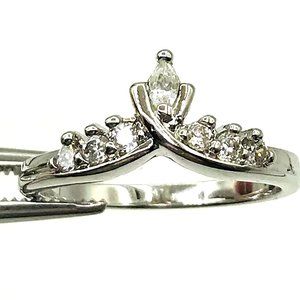 Super-Sparkly Tiara Crown Ring by NV, Size 7